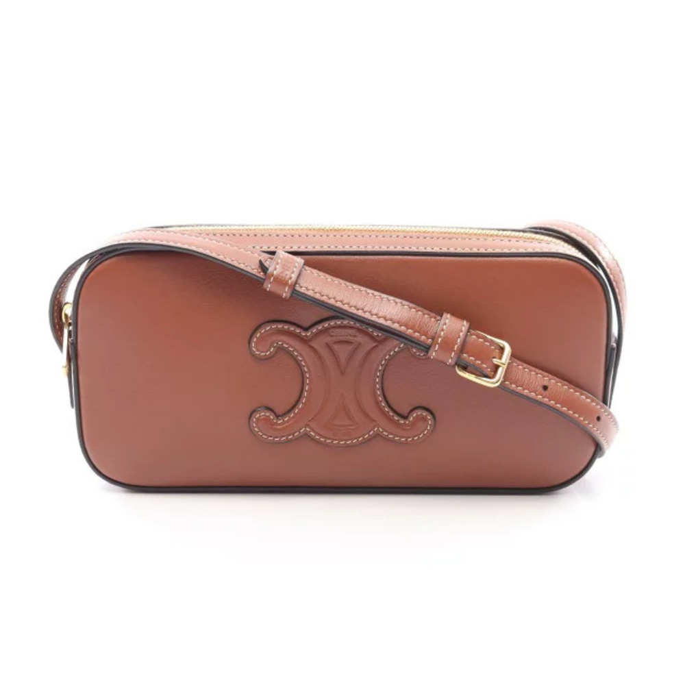 Celine Camera Cuire Triomphe Shoulder Bag Leather Brown